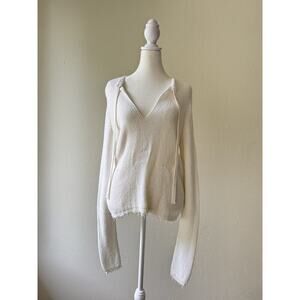 Proenza Schouler Frayed Cropped Pullover Cream Relaxed Fit‎ Crew neck Size S